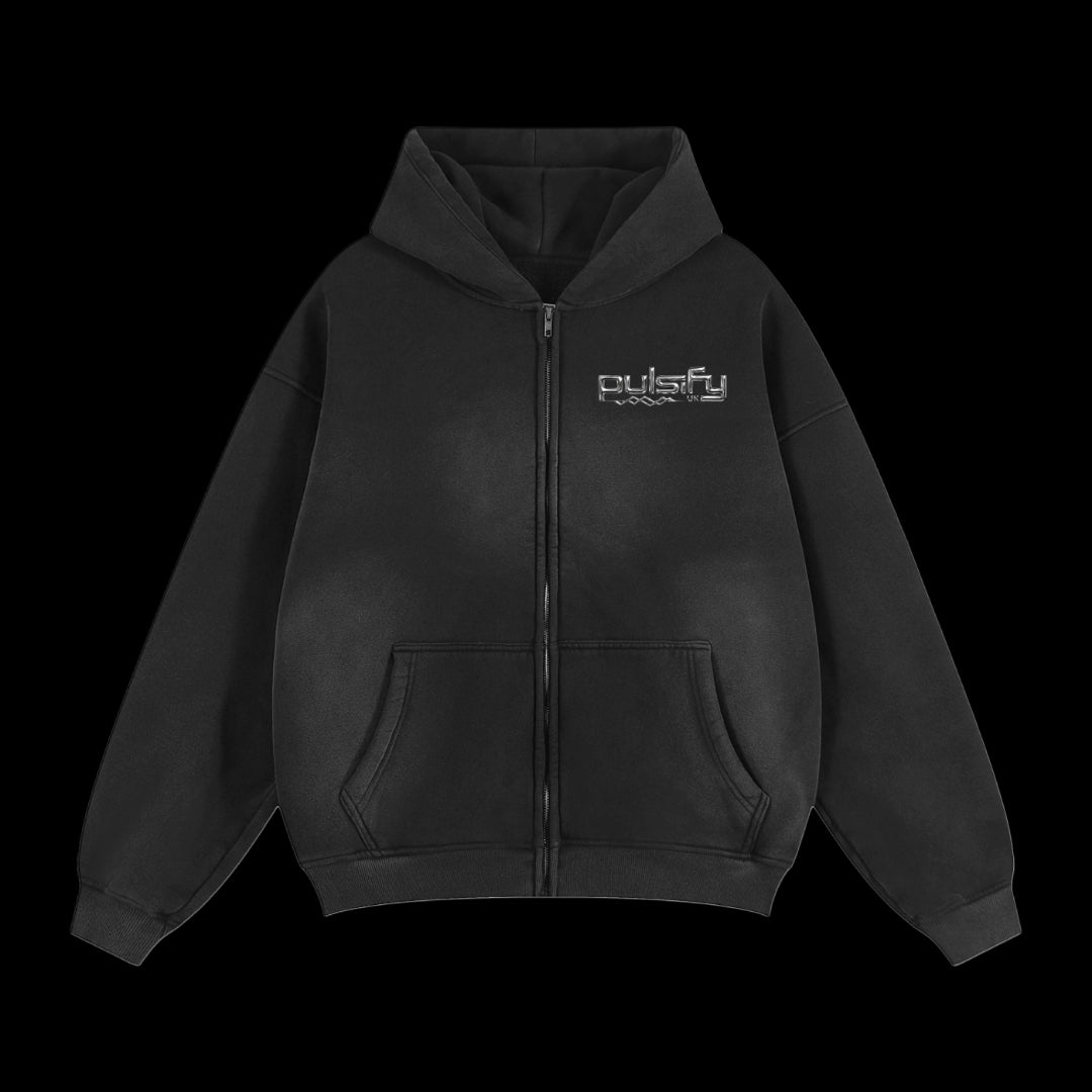 "No Party" Washed Zip Hoodie